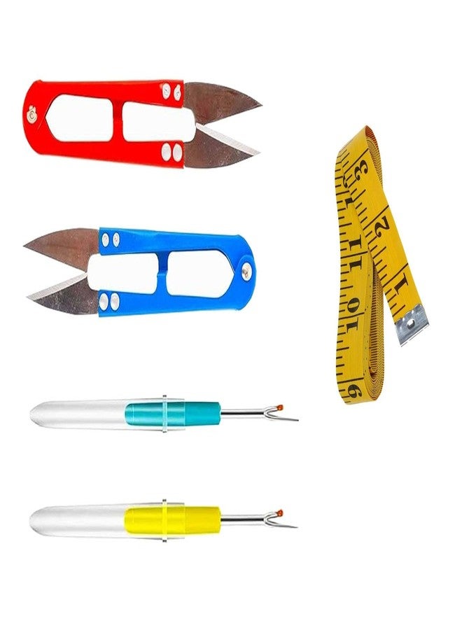 GEMSY مجموعة جيمسي 5 في 1 - فتاحة درزات عدد 2 | قاطع خيوط عدد 2 وشريط قياس 1 بوصة للخياطة المنزلية ومواد الخياطة الاحترافية - Image 1